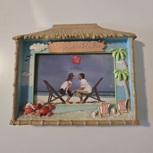 "Honeymoon in Paradise" Tropical Beach Tiki Hut Picture Frame - 3D